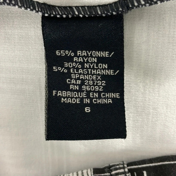 Renuar Sleeveless Midi Sheath Dress Size 6 Black Geometric Print Hot Pink Trim - Picture 8 of 11